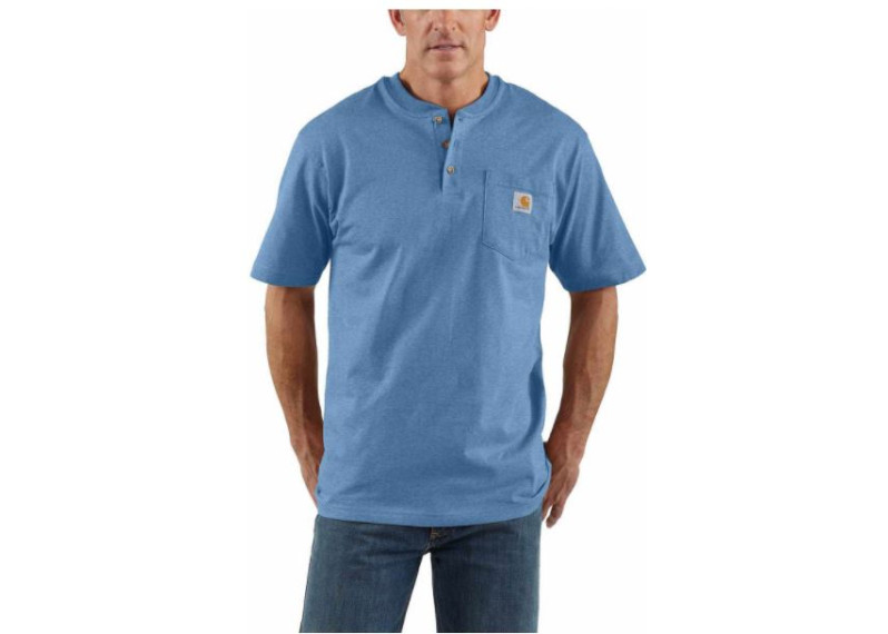 (K84) Workwear S/S Henley T-Shirt - Coastal Heather